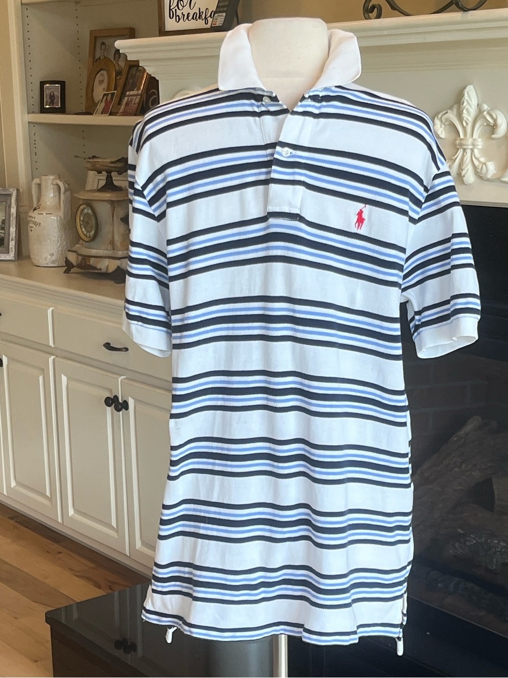 Polo by Ralph Lauren Light Blue & Navy Striped Polo Shirt
